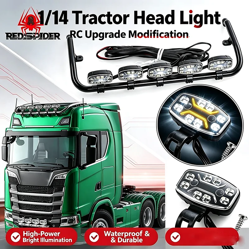 Projecteur LED multi-mode pour camion RC pour Tamiya 1/14, SCANIA 770S 56368, VOLVO FH16, ACTROS 3363.