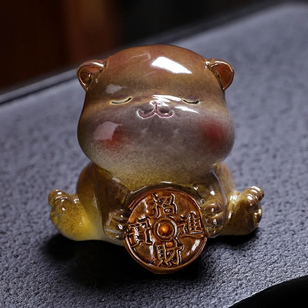 Cute Mascot Colorable Tea Pet Handmade Figurines Lucky Cat Table Decoration Tea Play Tea Ceremony Desktops Animal Ornament