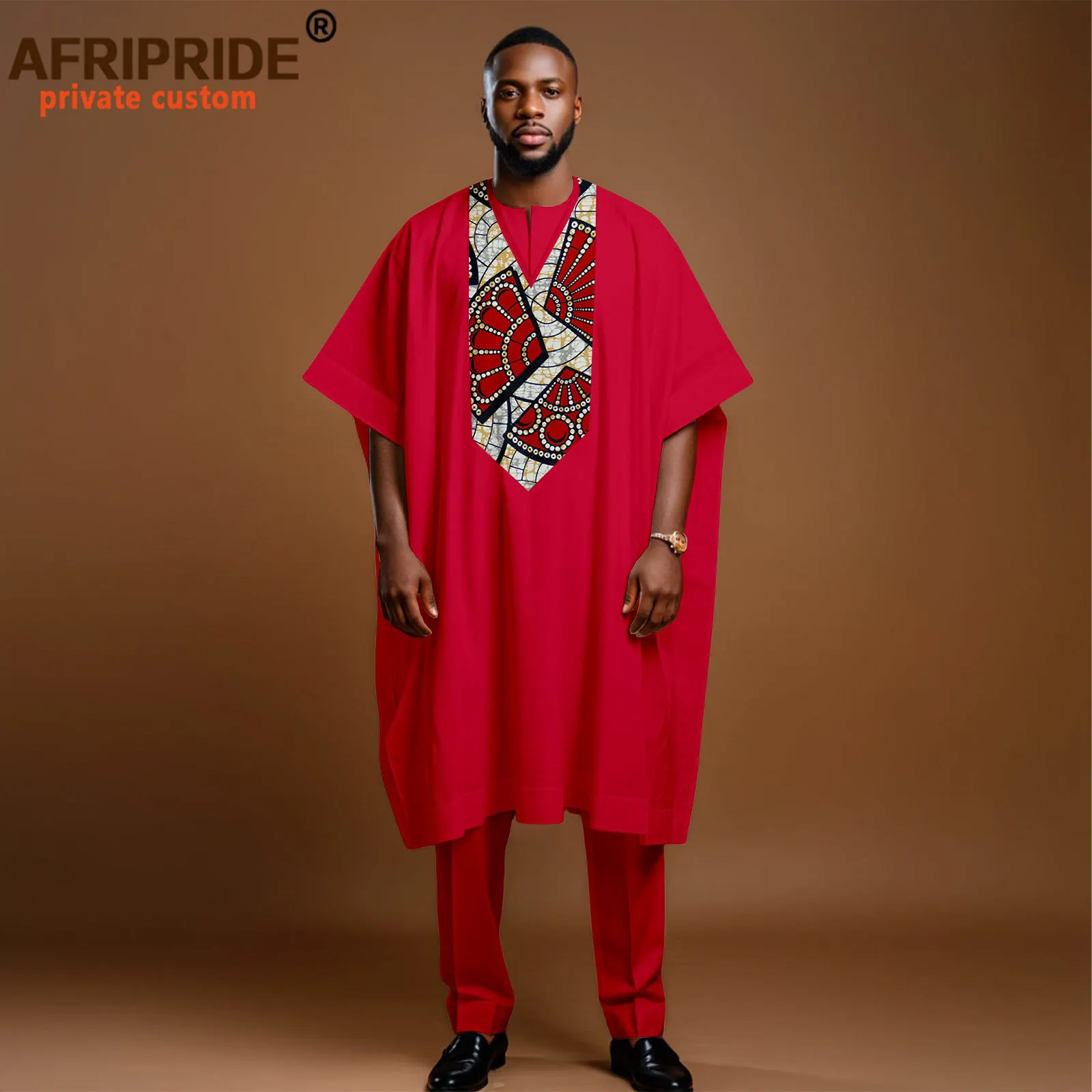 African Traditional Clothes for Men Print Half Sleeve Agbada Robe Short Sleeve Shirts Pants 3 Piece Set Dashiki Outfits 2516093