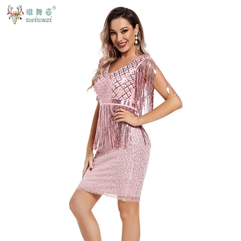 Новое женское летнее платье без рукавов с круглым вырезом на плечах и бахромой, декоративное платье с бисером и пайетками, винтажное бальное платье 1920-х годов в стиле Гэтсби, вечерние платья