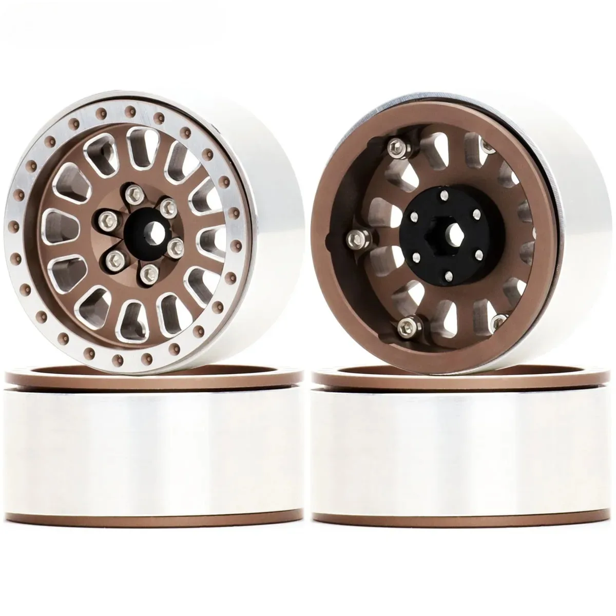 

4PCS 1.3 Inch Aluminum Beadlock Wheel Rims for 1/18 1/24 RC Crawler TRX4M Axial SCX24 FMS24 Upgrade Parts