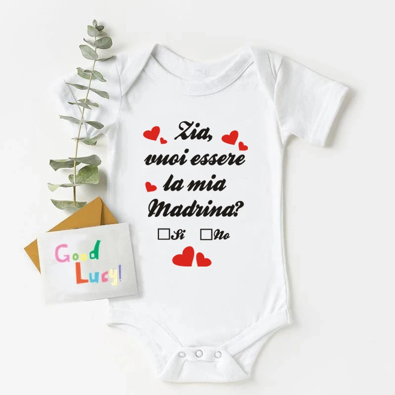 Zia Vuoi Essere La Mia Madrina Baby Strampler Baumwolle Kleinkind Body Neugeborenen Overall Outfit Baby Mädchen Kleidung Säugling Dusche Geschenk
