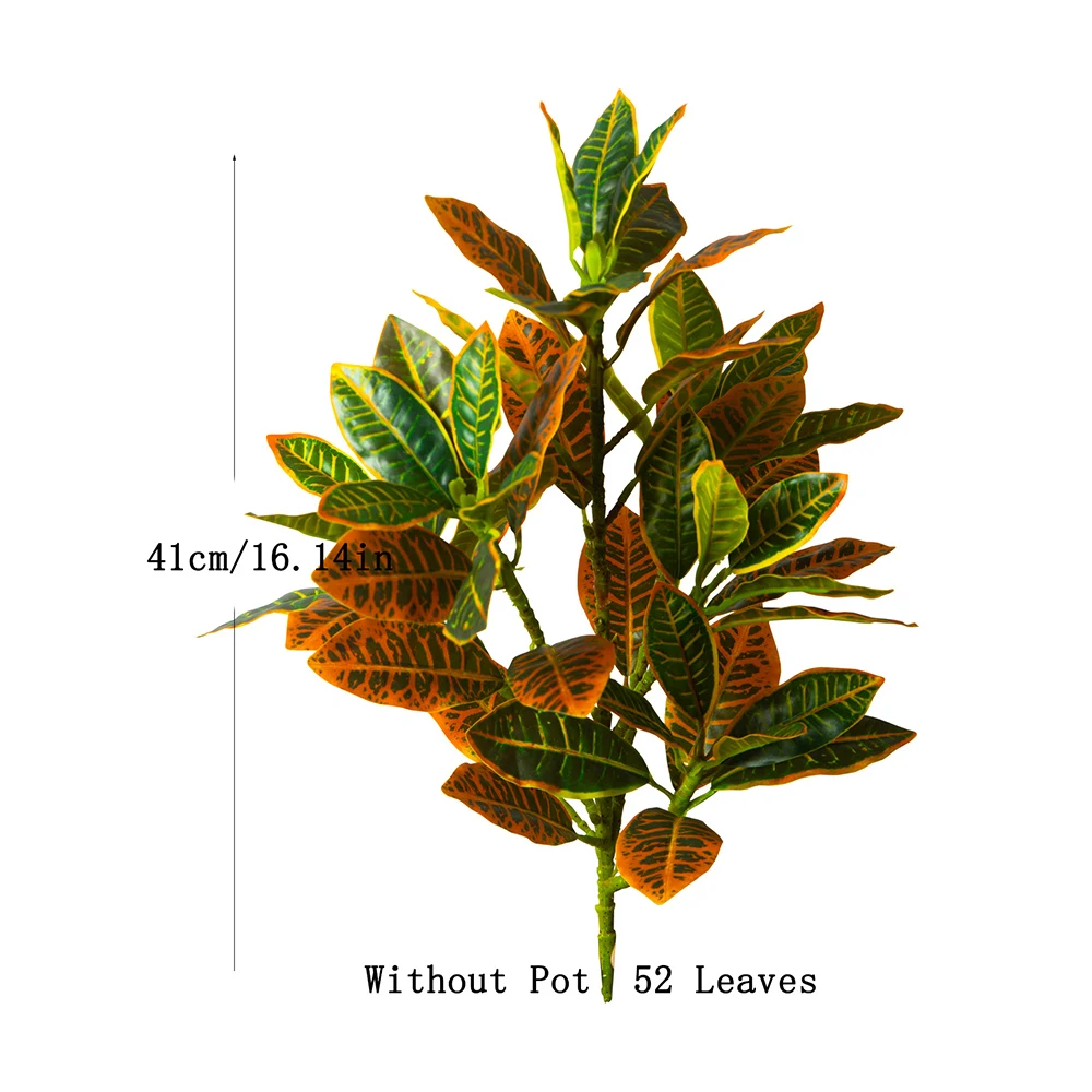 24-41cm Künstliche Pflanzen, künstlicher Ficusbaum, tropische Codiaeum-Zweige, Kunststoff-Magnolienpflanze, geeignet für die Dekoration von Zuhause und Büro. – Detail 9