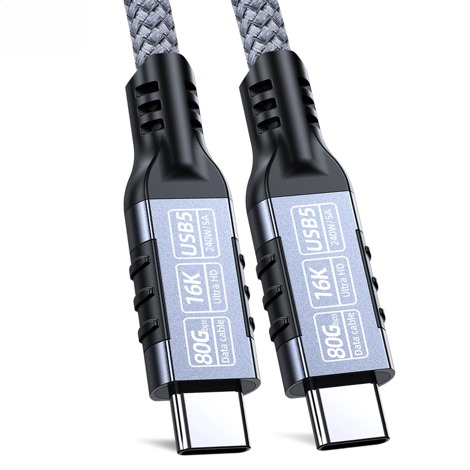 كابل من النوع C فائق الدقة 8K 16K USB 5 80Gbps USB4 40G PD240W لكابل شحن سريع Thunderbolt5/4/3 USB C إلى C شاشة النسخ المتطابق