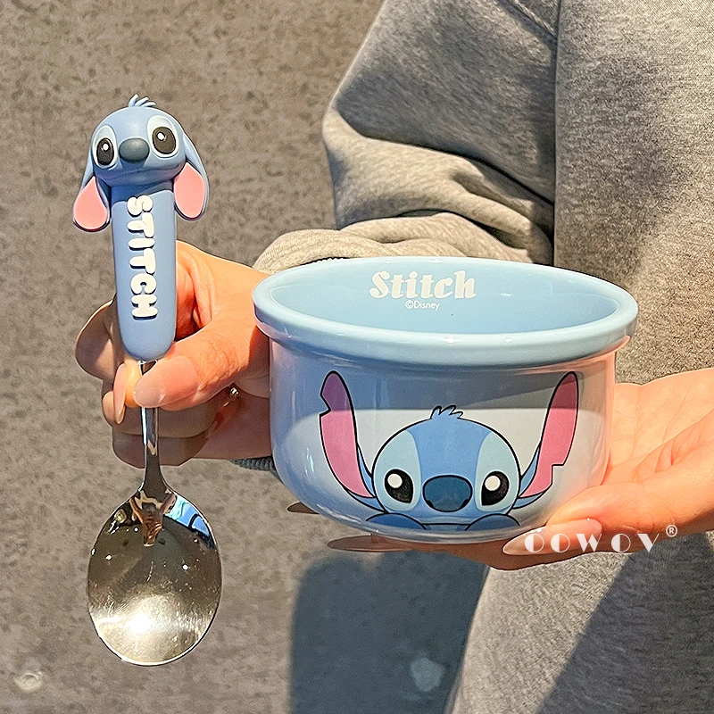 

Керамическая детская миска для риса Disney Disney, бытовая милая мультяшная посуда, ложка, международный подарок на день защиты детей