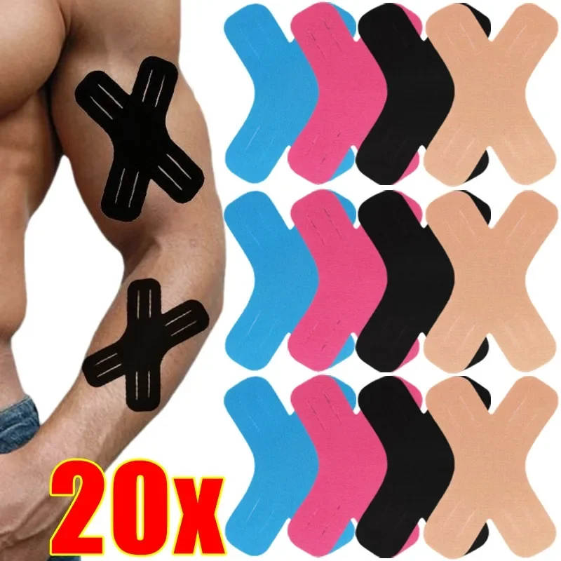 20/5pcs Kinesiology Tape Elastic Therapeutic Sports Tapes for Knee Shoulder and Elbow, Waterproof Athletic Physio Muscles Strips