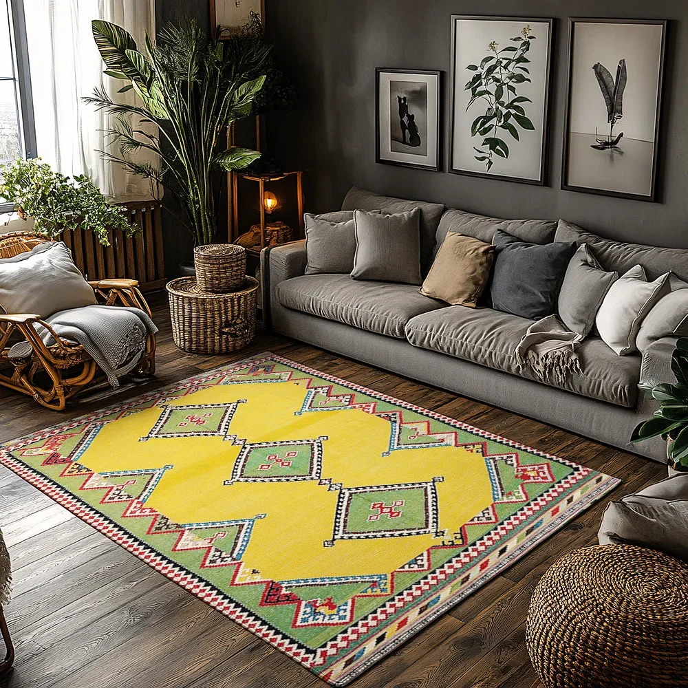 Vintage Persian Rug Area Rug Non Slip Floor Mat Living Room Bedroom Decor Home Carpet Bohemian Style Modern Abstract Design