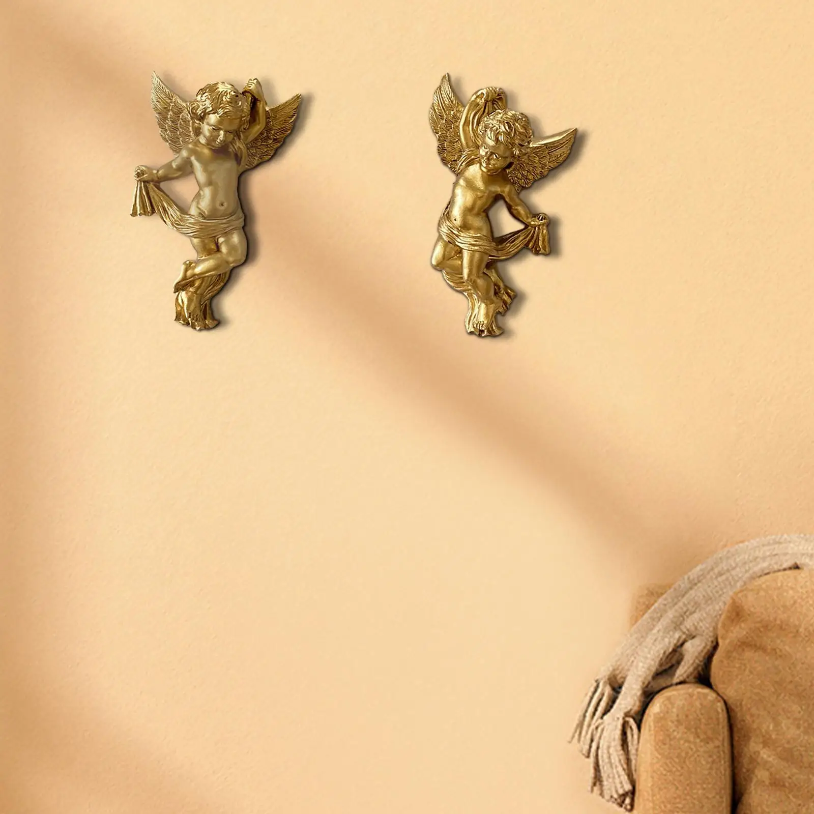 1 Pair Cherub Angel Statue Wall Hanging for Kitchen Wall Display Lightweight