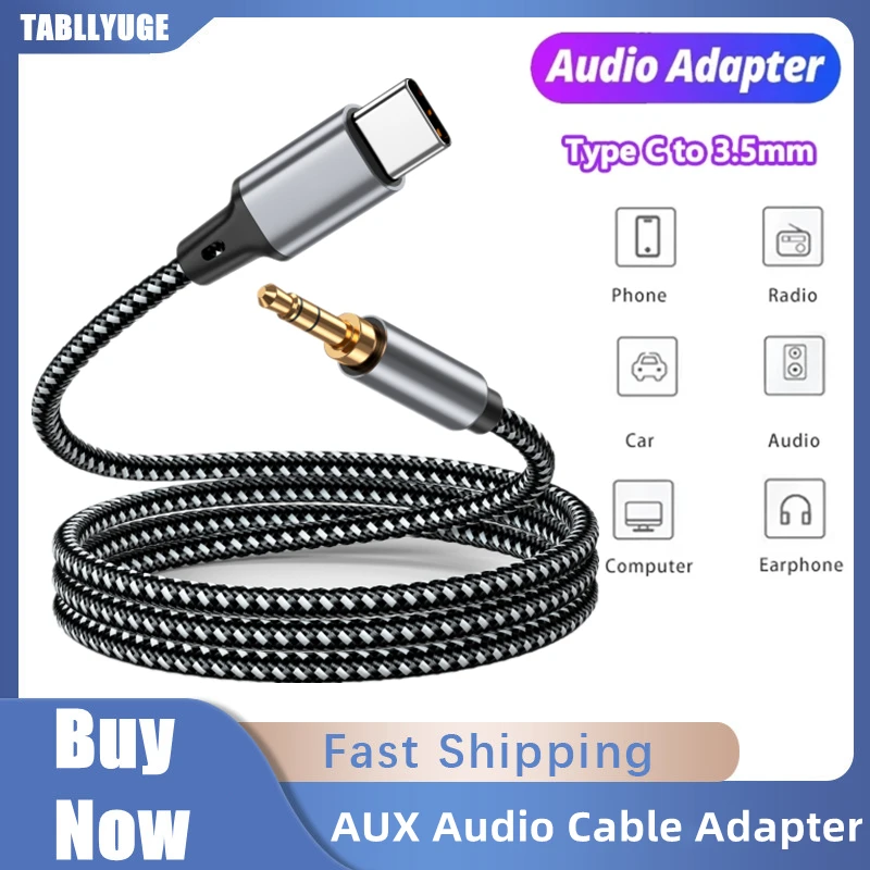 

AUX Audio Cable USB C to 3.5mm Jack AUX Cord Car Speaker Headphone Adapter For Xiaomi Huawei Samsung Universal Type-C Converter