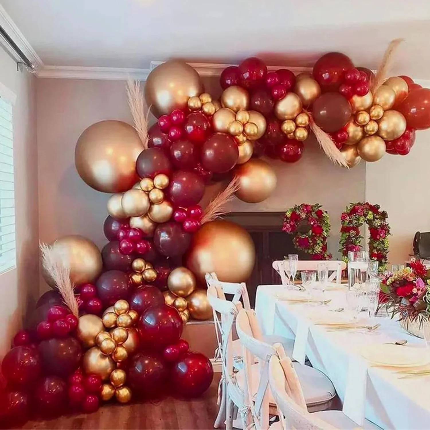 119pcs Red and Gold Balloons  18 Inch 12 Inch 10 Inch 5 Inch for Balloon Garland or Balloon Arch as Birthday Party Decorations