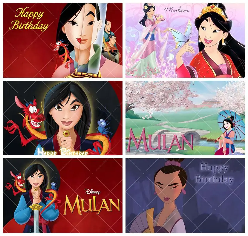 

Disney Mulan Photography Backdrop Animation Mushu Background Girls Princess Suitable For Birthday Party Decor Custom Banner