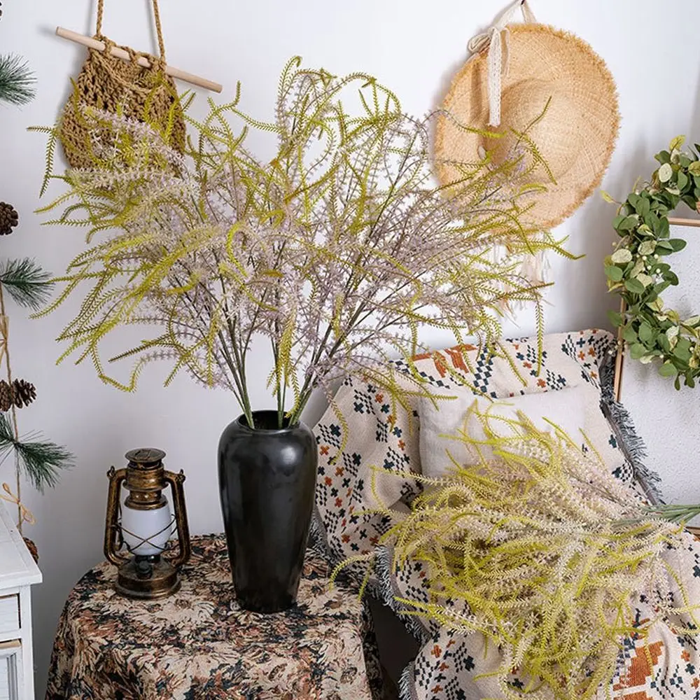 Rama de salvia Artificial realista, simulación de plástico de tacto Real, hierba de cerdas verdes, planta falsa resistente a los rayos UV, decoración de boda