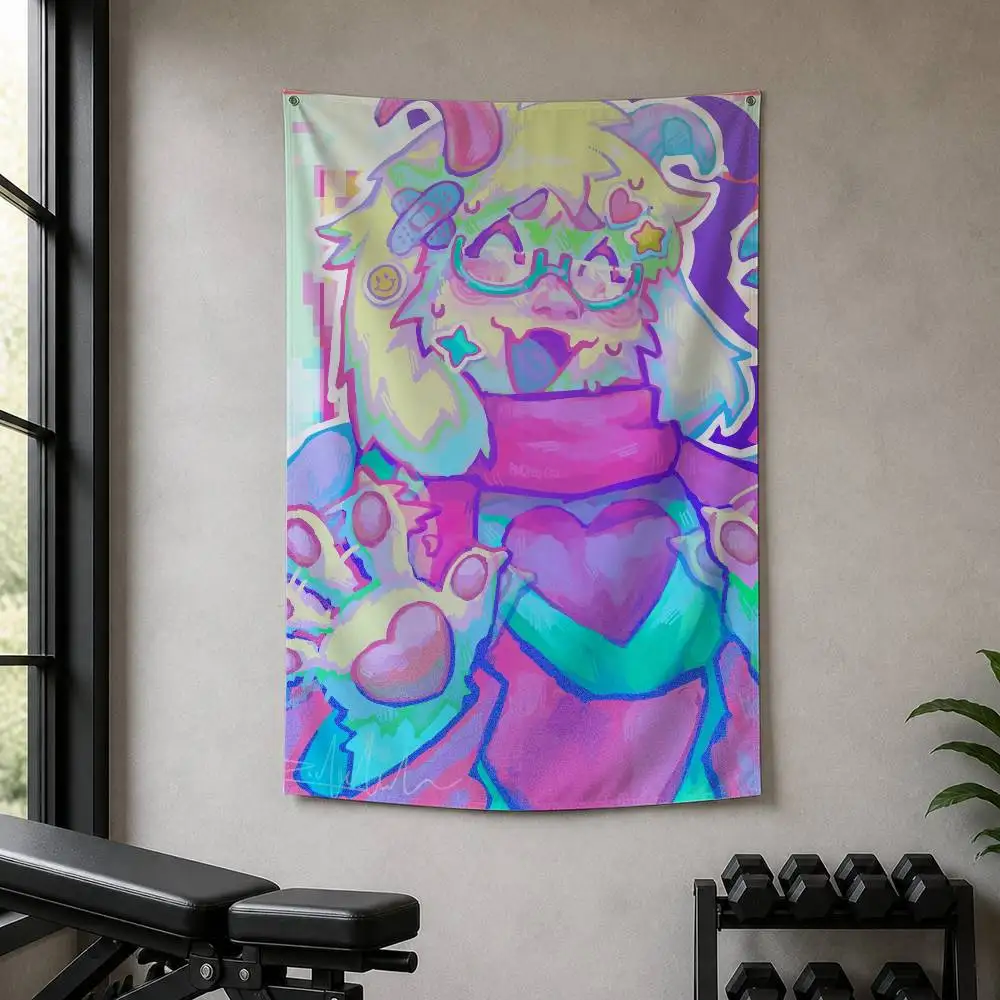D-Deltarune Cute Ralsei Decorative Wall Flag Banner for Home Garden Garage Indoor Outdoor Decor