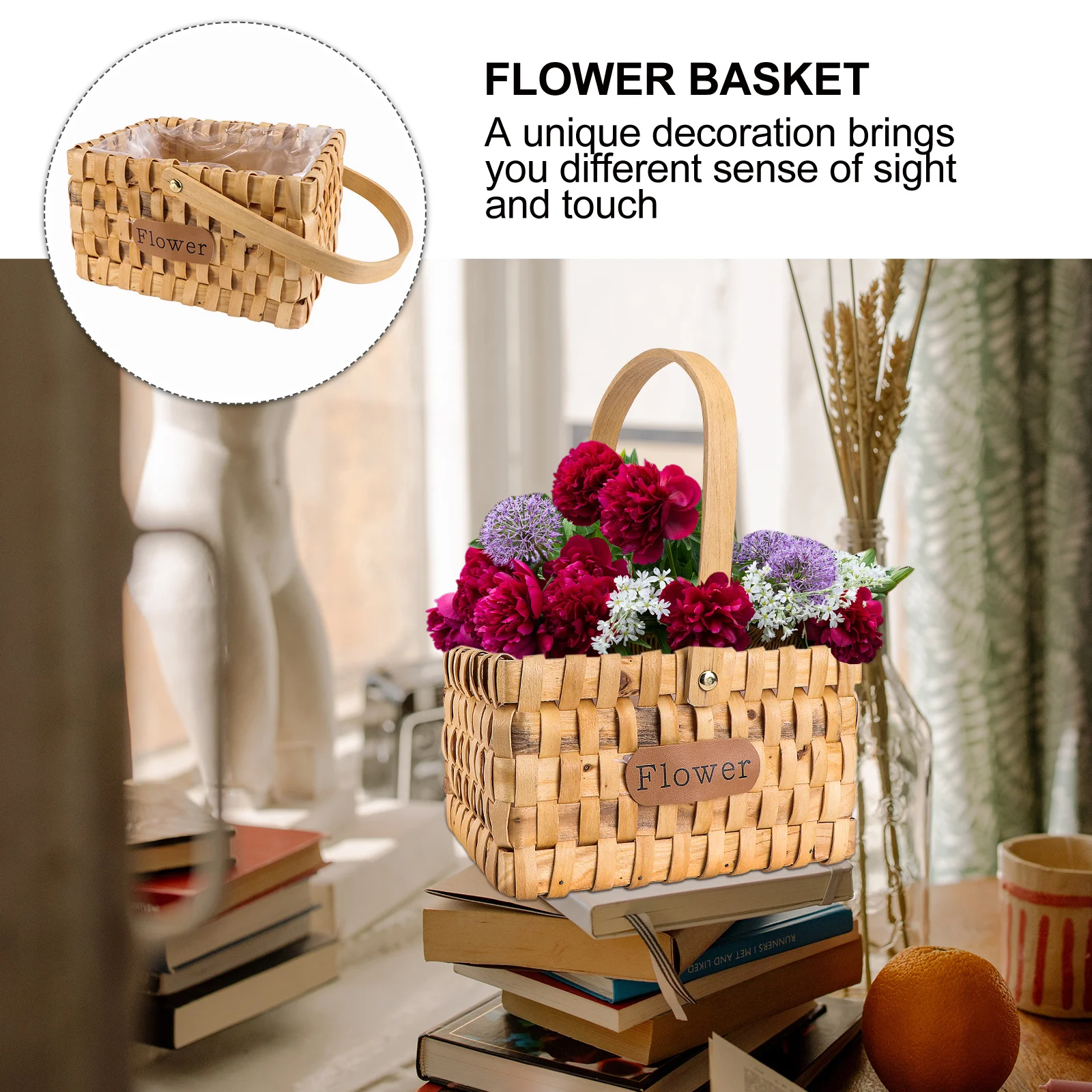 

Unique Decoration 1Pcs Handmade Rattan Flower Basket Simple Storage Chic Fruit Holder Eco-Friendly Natural Gift Box