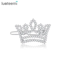 LUOTEEMI Popular Crown CZ Hair Pin Cubic Zirconia Fashion Jewelry Queen Hair Clips for Girls Princess Christmas Accessories