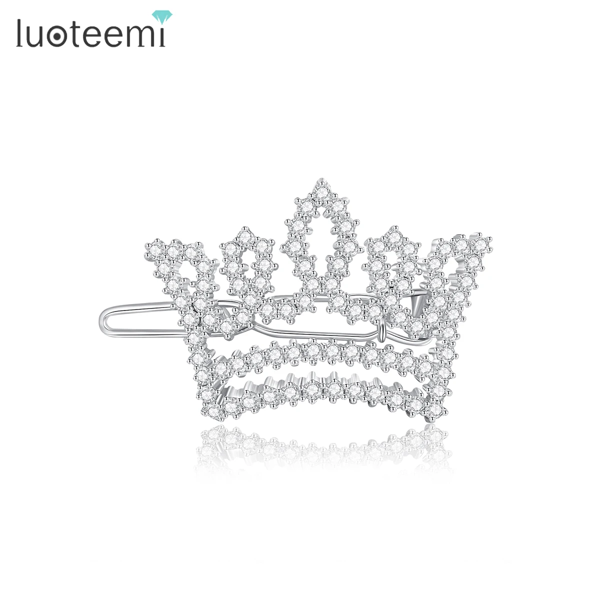 LUOTEEMI Popular Crown CZ Hair Pin Cubic Zirconia Fashion Jewelry Queen Hair Clips for Girls Princess Christmas Accessories