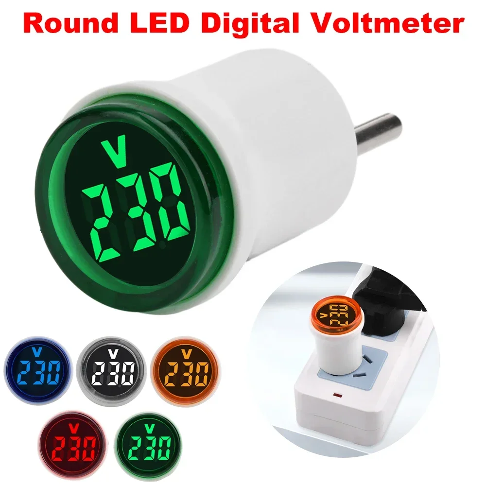 

30MM Round Mini Digital Voltmeter AC 50V-500V Volt Voltage Tester Meter AC 220V LED Digital Indicator Pilot Lamp Light Display