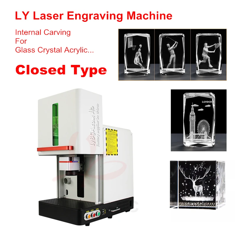 Glass Crystal 3D Internal Carving Machine 10W UV Laser Marking Machine Enclosed Laser Machine