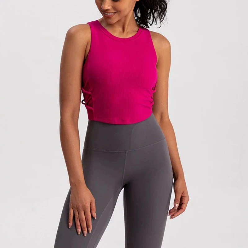 

Women's Tight-Fitting Yoga Sports Vest Fixed Chest Pad Sports Bra Breathable Gym Workout Running Top