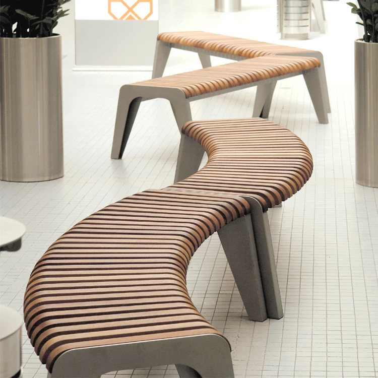 Fashion Beautiful Long Chair Public Park Bench Shopping Mall Wooden Bench