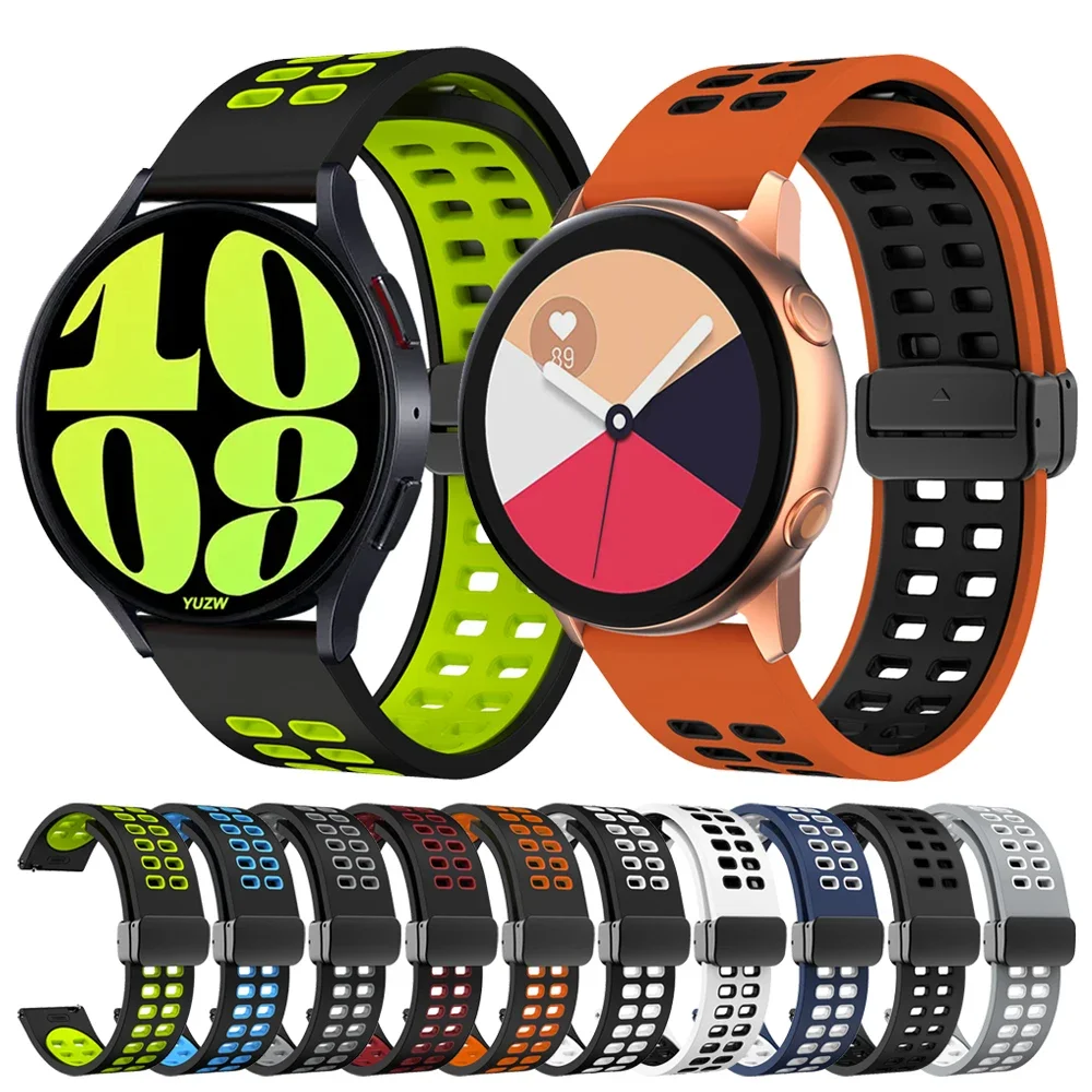 20 22mm Silicone Strap For Samsung Galaxy Watch 6 5 Pro 45mm 44mm 40mm Watch 6 4 Classic 43 47mm Active 2 Band Magnetic Bracelet