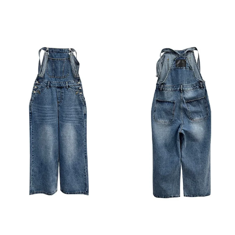 Benuynffy Vintage Front Pocket Loose Denim Overall Jumpsuit Women 2026 Summer New Streetwear Casual Female Straight Leg Jeans view 5