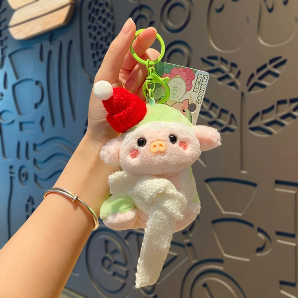 

Kawaii Plush New Year Keychain Lucky Hat Christmas Snake Key Ring Blessing Chinese Style Cartoon Pig Pendant Daily