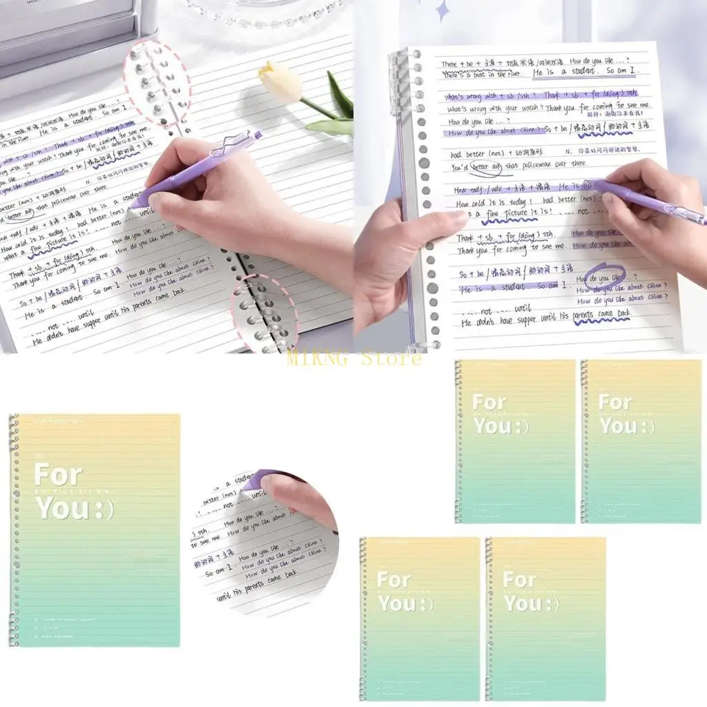 4 Uds. Carpetas 26 agujeros, cuadernos, carpeta planificadora recargable 8,27 ''x 11,4'', 240 hojas papel rayado, mejor