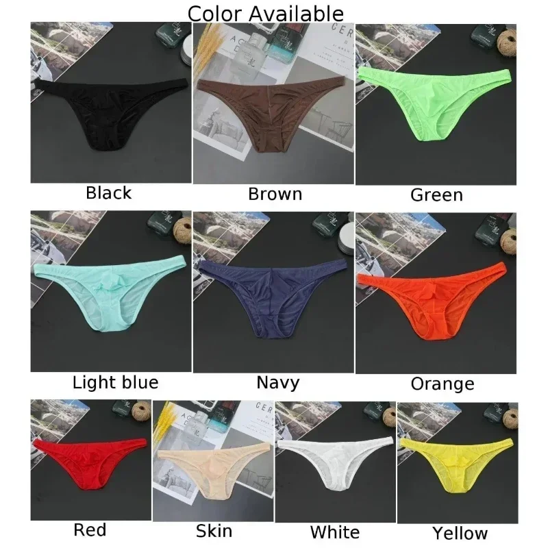 Men's Sexy Breifs Confortable Ice Silk Briefs Ultra-thin Transparent Breathable Underwear Low Waist Underpants Fashion Briefs