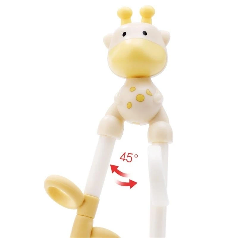 

J15U 4 Pcs Cartoon Deer Training Chopsticks Stainless Steel Spoon Fork Feeding Learning Helper Set with Storage for