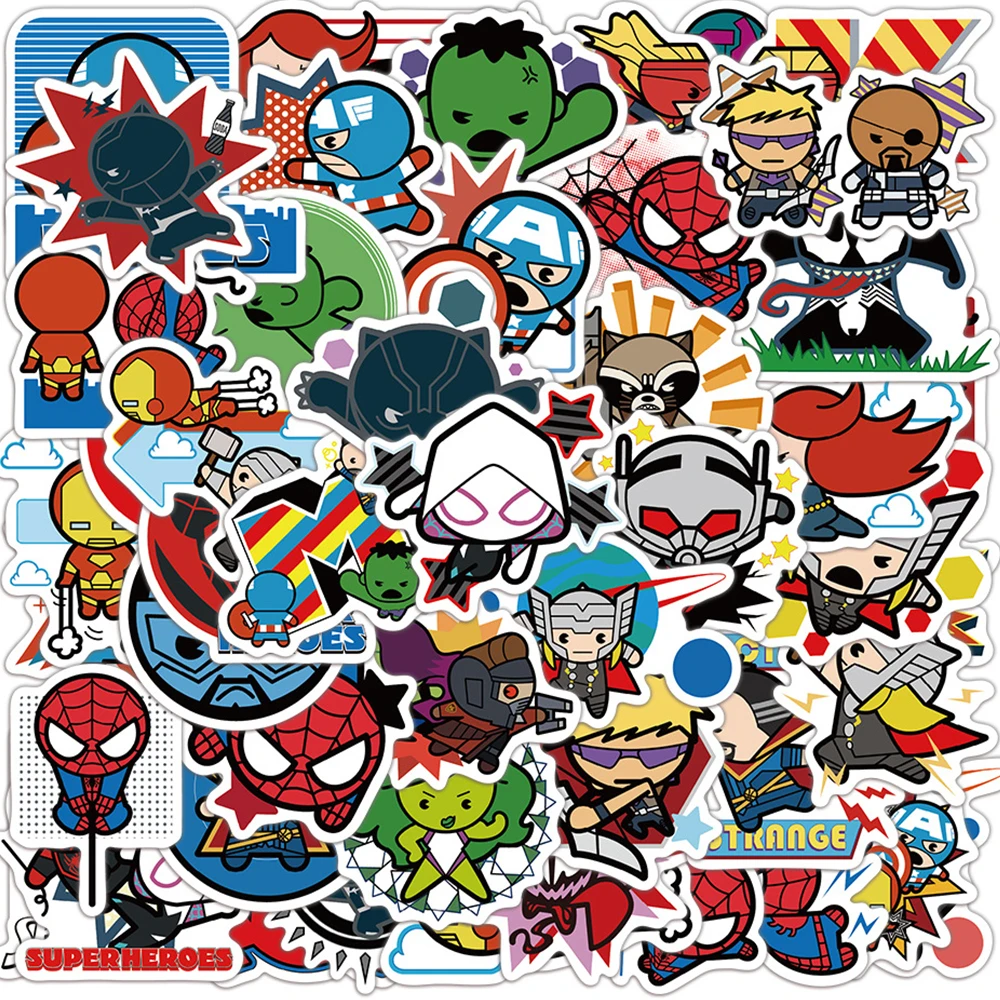 10/30/50pcs Mix Marvel The Avengers Stickers Superheros Spider-Man Deadpool Cartoon Sticker Waterproof DIY Laptop Luggage Phone