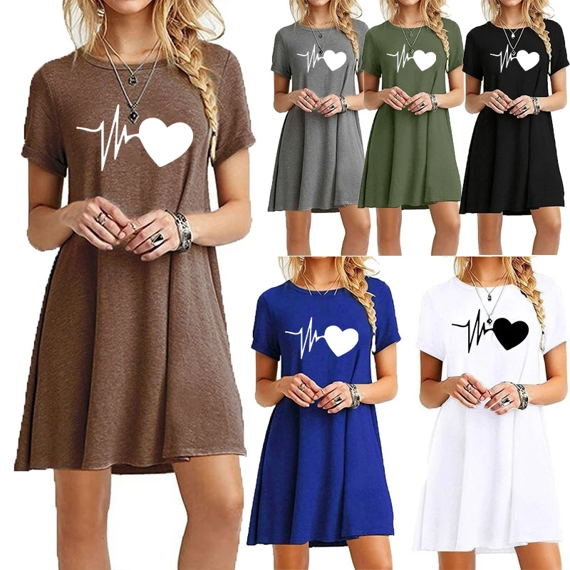 

Summer Women Dress Beach Dresses Ladies Loose Dress Short Sleeve Dress Plus Size Dress