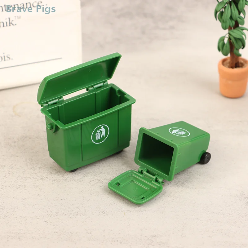 1Set 1:12 Dollhouse Miniature Trash Can Toy Mini Sanitation Trash Cans Model Simulation Garbage Curbside Trash Bin Kid Toys Gift