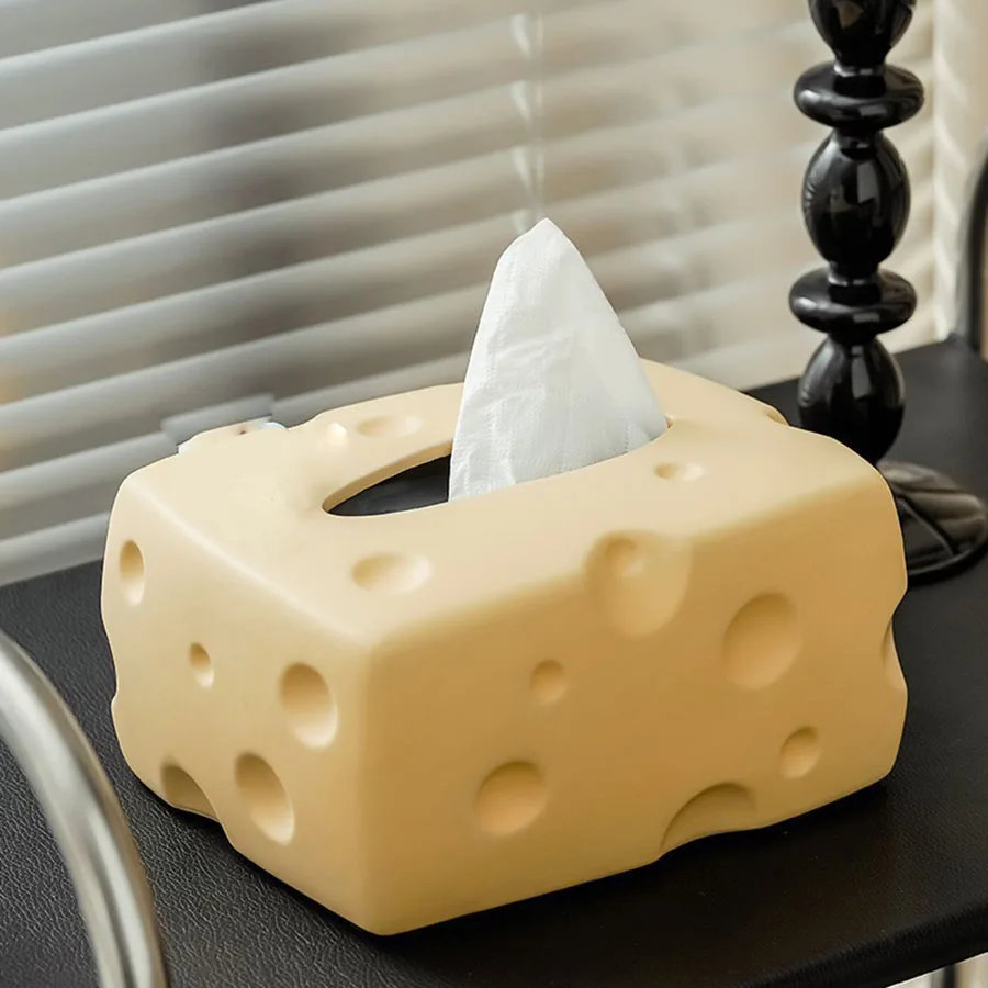 Cheese Tissue Box Holder Ceramic Home Decoration Kawaii Tissue Box Paper Storage Box for Living Room Vanity Countertop Office