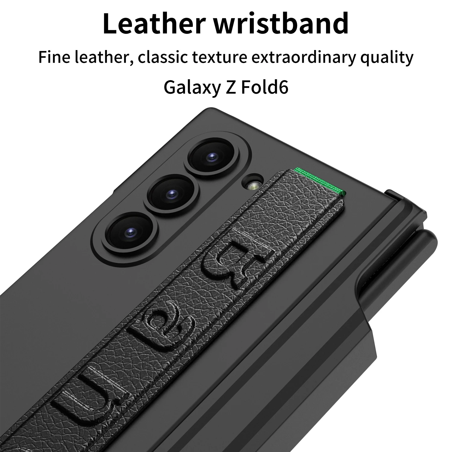 With S-Pen Holder Wristband Magnetic Hinge Protection Case For Samsung Galaxy Z Fold 6 With Screen Protector Kicstand Business