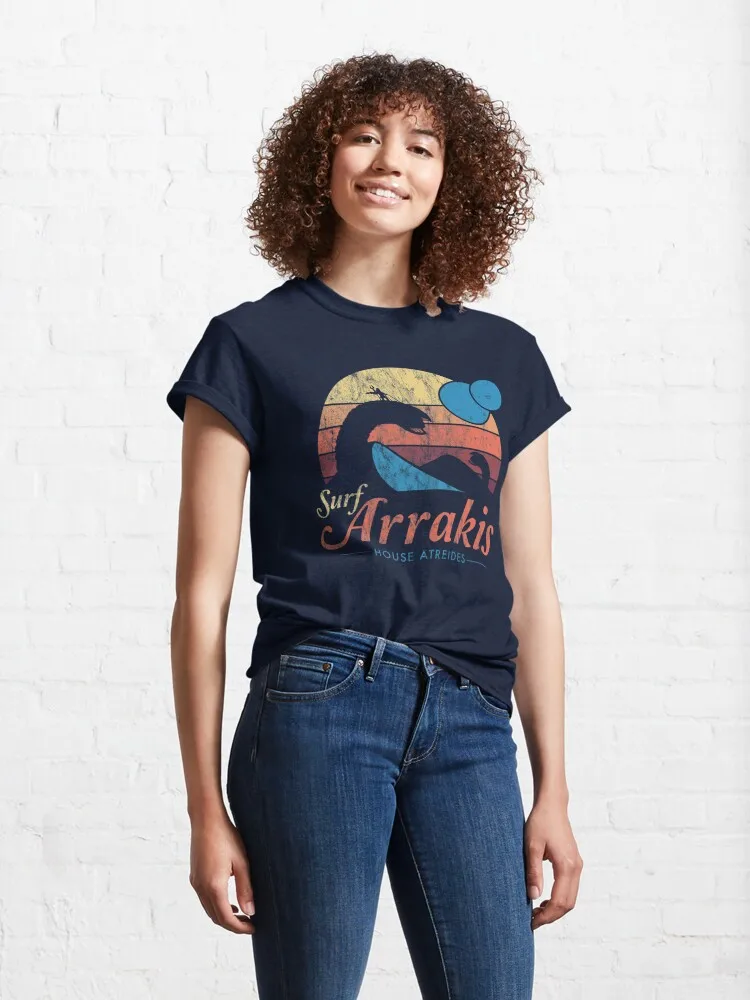 Visit Arrakis - Vintage Distressed Surf - Dune - Sci Fi Classic T-Shirt 100% Cotton Streetwear High Quality