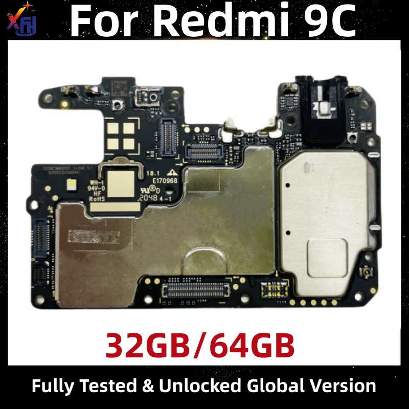 Motherboard for Redmi 9C, 32GB, 64GB ROM, Original Unlocked Mainboard, with Helio G35 Processor