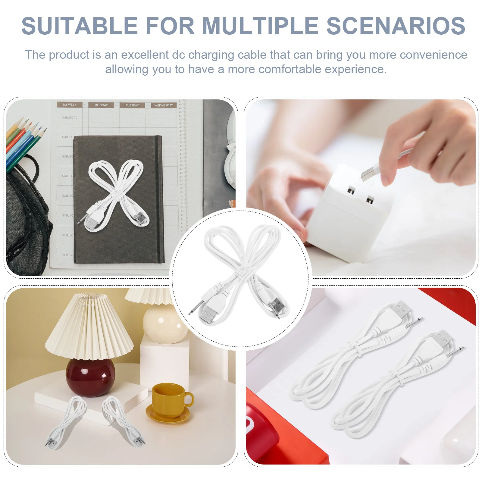 

2Pcs USB Dc .5mm Heavy Duty Charging Cable for Lamp Sound System Fan Hub Instrument Adapter Reliable