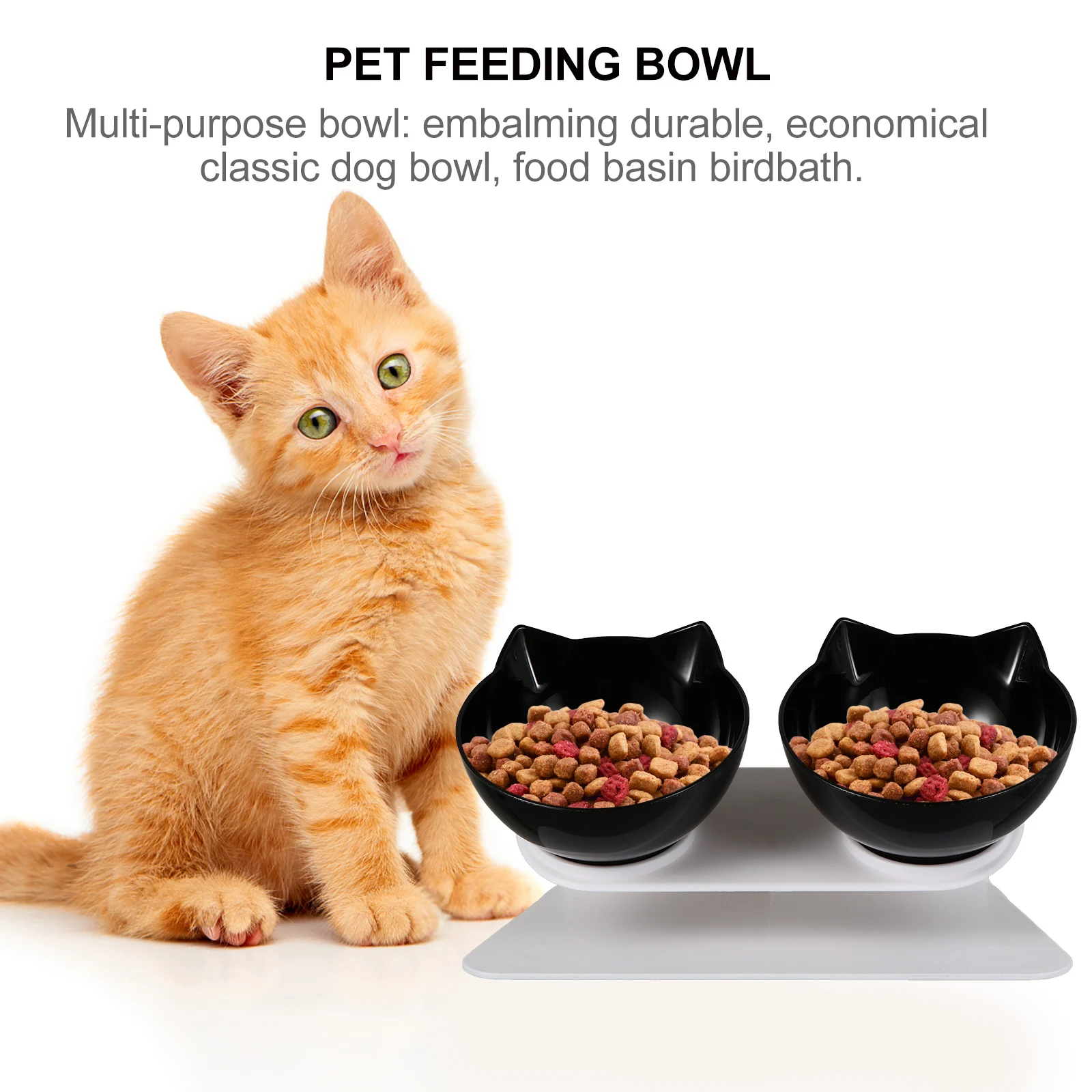 

Elevated Neck Protection Cat Durable Plastic Tilted Feeding Water Bowl Comfortable Eating Alleviates Vomiting Pet Eating