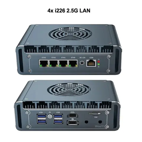 4x2.5g lan escritório negócios empresa mini firewall pc celeron 6505u/ 7505u win10 openwrt ikuai proxy mini roteador hd dp 4g sim