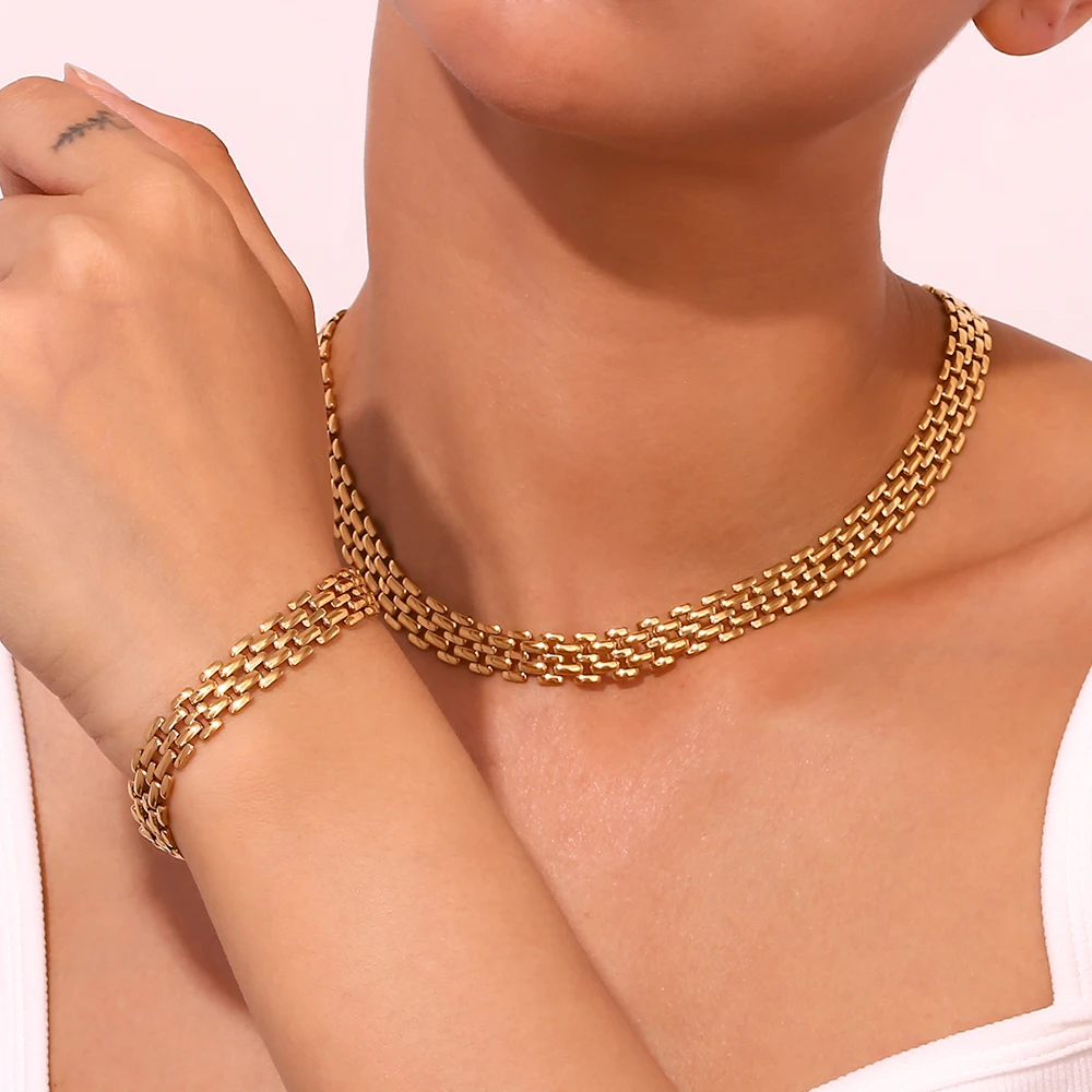 E.B.belle Neues Uhrenarmband, Kettenarmband, Halskette, 18 Karat vergoldeter Schmuck, 316L-Edelstahl-Armband für Damen-Accessoires – Detail 10
