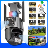 8MP PTZ WiFi Camera with Dual Screen Color Night Vision Outdoor Security IP Camera CCTV Smart Surveillance Camera V380 Pro App