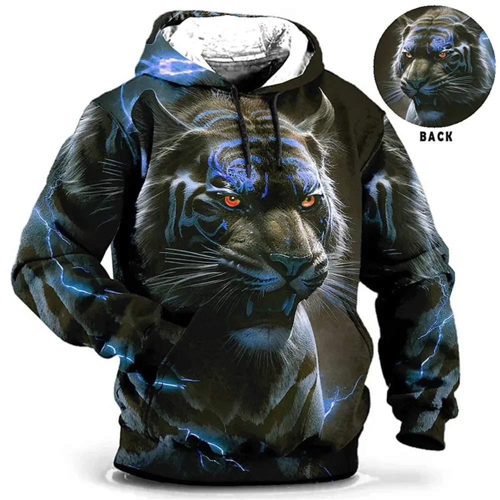 Sweat à capuche imprimé tigre 3D pour homme, pull à manches longues, vêtements respirants Harajuku Y2k, designer PVD, printemps et automne, 4XL