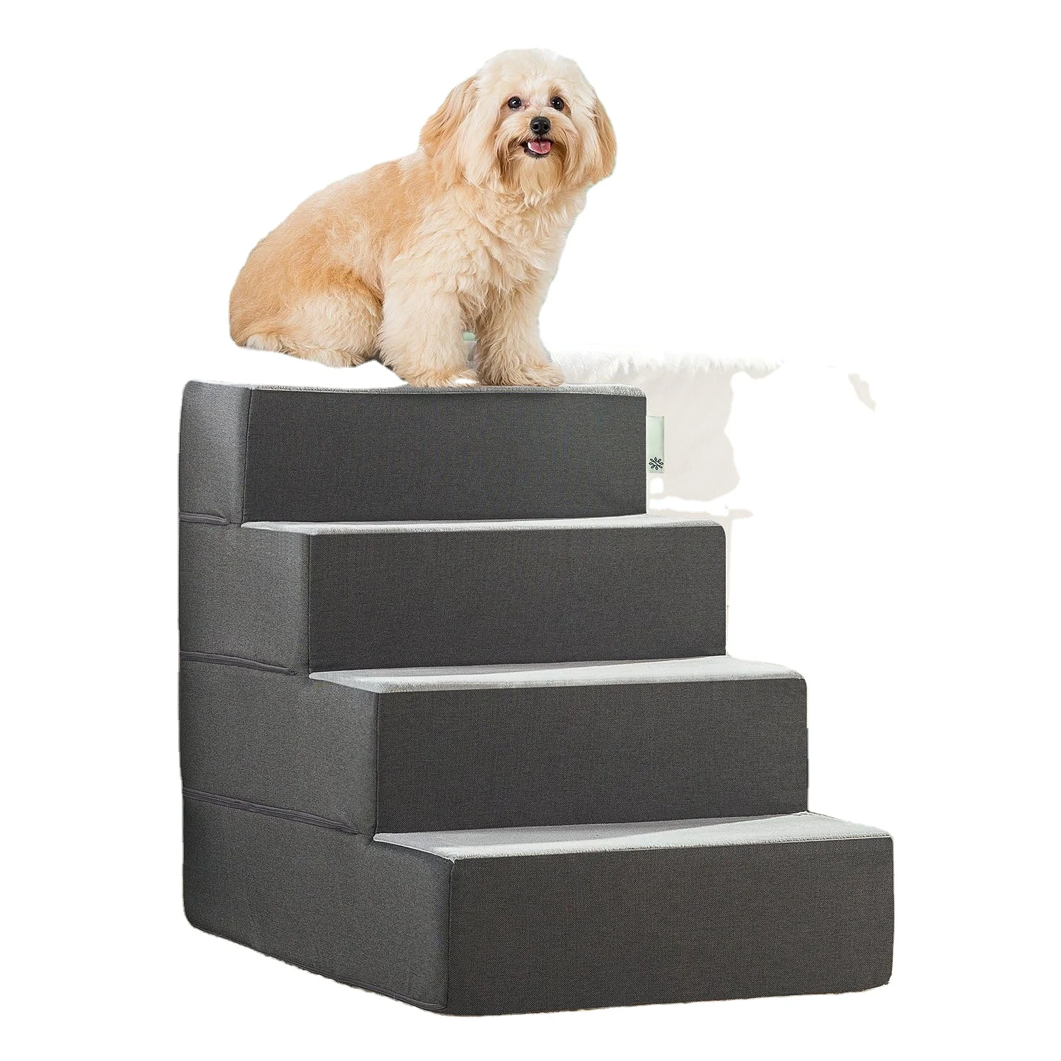 Dog Stairs for High Bed and Couch 3/4 Step Foam Pet Steps Removable Cover Folding Portable Dog Ramp