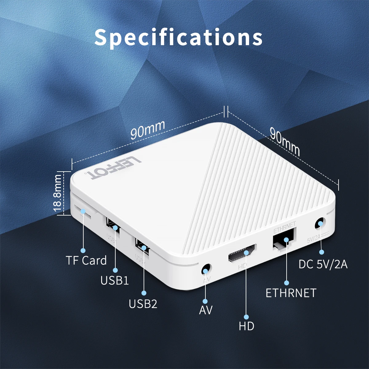 LEFFOT H313 Smart TV Box Android 14.0 RK3518 Quad Core 4K HDR Wifi6 Adequado para 2.4G e 5G HD Google Player H96 Max H313