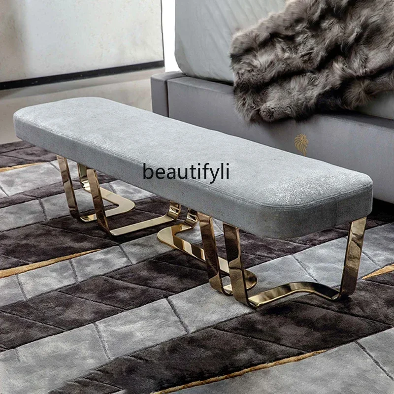 

6239Italian light luxury bedroom bedside stool fabric bench household living room bedside sofa stool6239