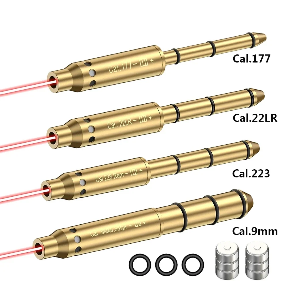 Tactical Red Laser Calibrator 9mm .38spl .223 .177 22LR Cal Boresighter Handgun Pistol Rifle Bore Sight Hunting Accessories