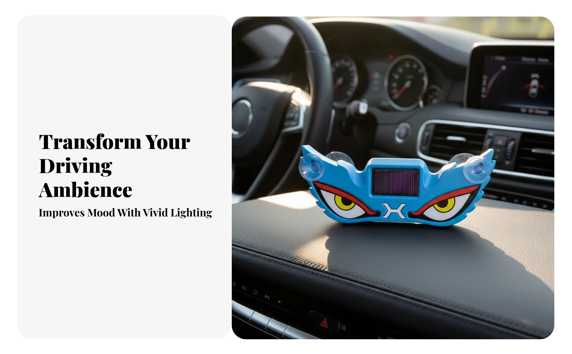 Evil-eye Shaped Suction Cup Car Light Solar Ambient Lighting for Automobile Cabin Personalization