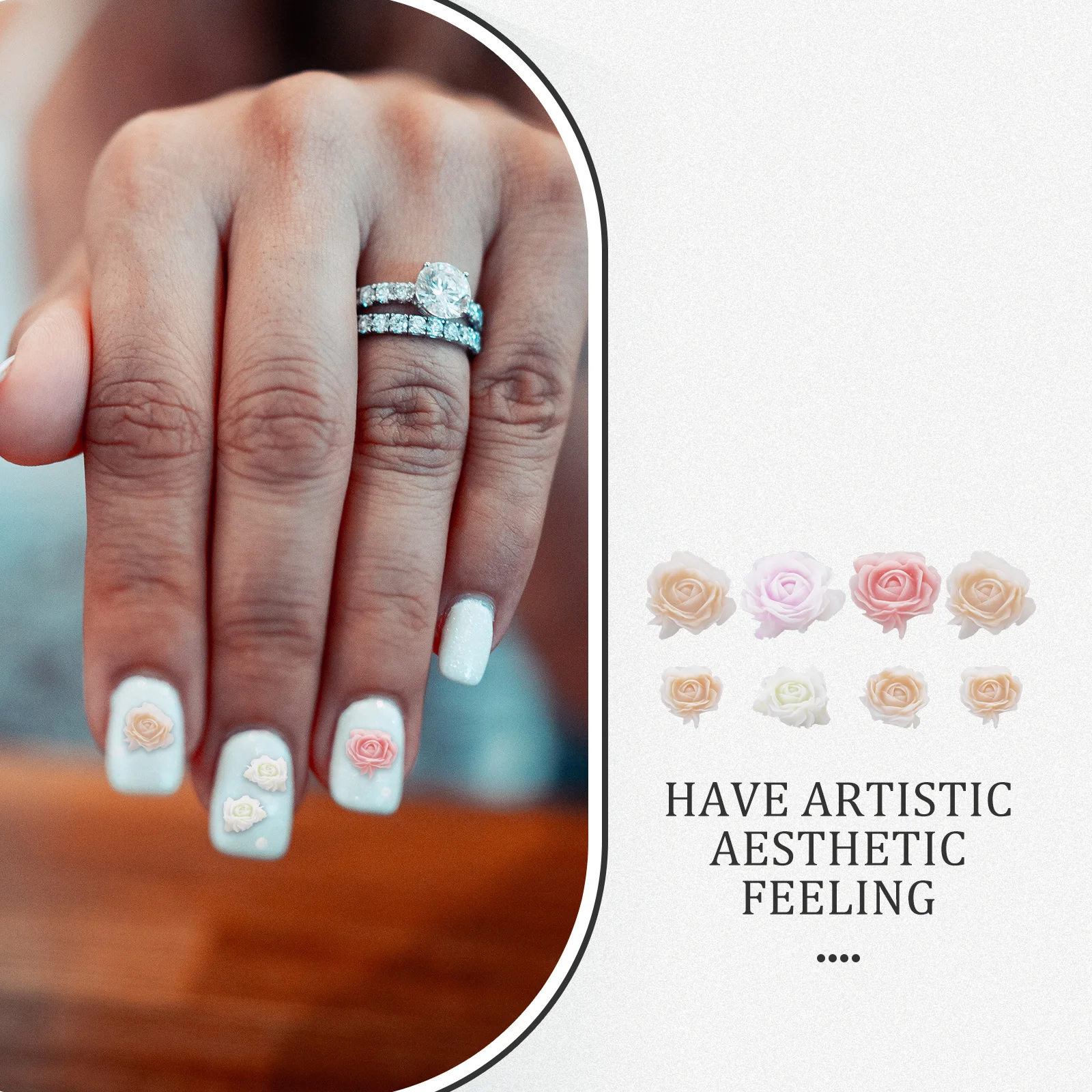 

50Pcs Rose Flower Nail Charms Colorful Plastic Manicure Decorations DIY Nail Art Supplies Manicure DIY Decor Charms for Nails