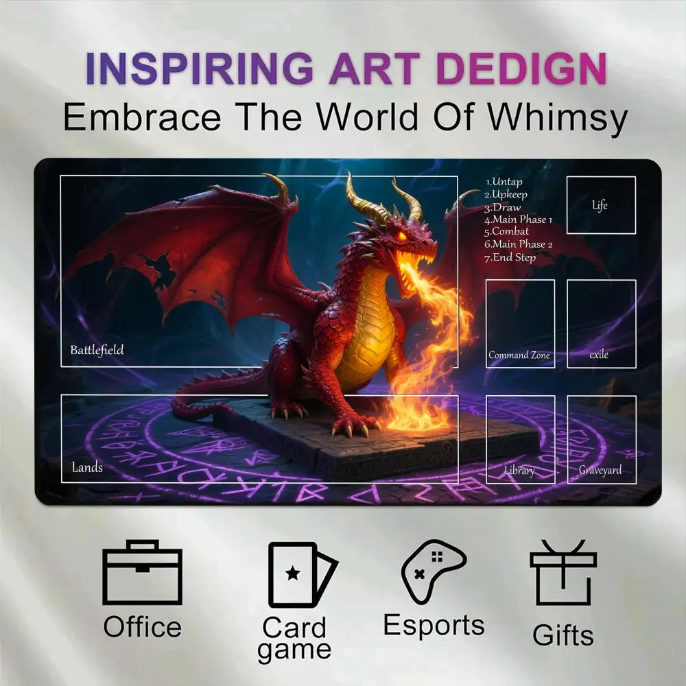 

Fire Dragon MousePad With zone Magic Playmat Card Battles Commander Game pad Duel Desk mat for TCG MTG Beginner Non-Slip